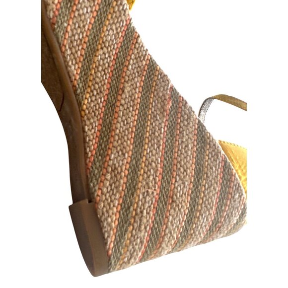 FERGALICIOUS Yellow Sandals Flutter Peep-Toe Espadrille Wedge Ankle Strap 7.5 - Picture 11 of 13